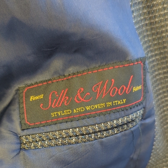 01397 Men's Pronto Uomo Firenze Silk Wool Blazer Gray 43R tweed preppy business - Picture 7 of 9